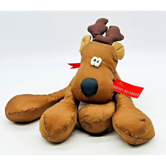 Hallmark Other - Hallmark Rodney Reindeer Plush Nylon Christmas Stuffed Animal 12 inch Tags VTG